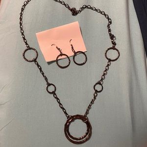 Black Hoop Necklace & Earring Set